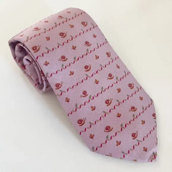 HERMES Vintagr Silk Pattern Snail and Butterfly Tie Mens Gift - Picture 4 of 8